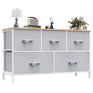 lot 20121 image: OLIXIS Dresser for Bedroom with 5 Drawers, Wide Chest of Drawers, Fabric Bedroom Dresser with Drawer Organizer, Storage Organizer Unit with Fabric Bins for Closet, Living Room, Hallway, Light Grey