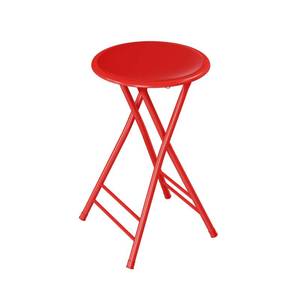 lot 20125 image: Folding Stool - Backless 24-Inch Stool with 225lb Capacity for Kitchen or Rec Room - Portable Indoor Counter Bar Stools by Lavish Home (Red)