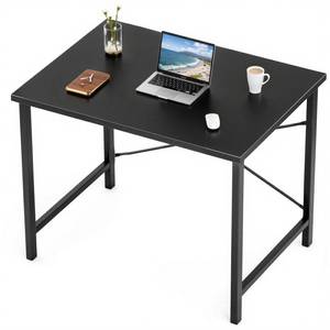 lot 20130 image: Sweetcrispy Small Computer Desk,31 Inch Office Writing Work Desk with Metal Frame Wooden Tabletop, Student Study Home Bedroom Table with X-Shaped Reinforcement, Black