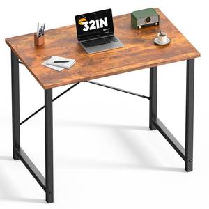 lot 20134 image: DUMOS 32 in Small Computer Desk for Home Office, Modern Study Work Table Simple Style for Bedroom, Writing Desks with X-Shaped Reinforcement, Rust