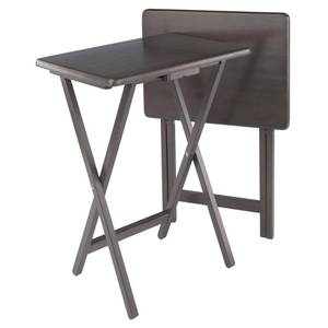 lot 20142 image: Winsome Alex Set of 2 Foldable Snack Tables, Easy to Store Small Portable Fold Up Table Set for Kitchen, Living Room TV Dining, Crafts, Puzzles, Work from Home