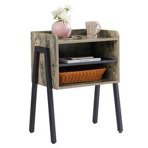lot 20146 image: VECELO Night Stand Industrial End Table,Bedside Table with 2-Tier Open Storage Compartments for Bedroom, Living Room and Small Spaces