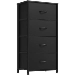 lot 20158 image: YITAHOME Storage Tower with 4 Drawers - Black Fabric Dresser, Organizer Unit for Living Room, Closets - Sturdy Steel Frame, Easy Pull Fabric Bins & Wooden Top