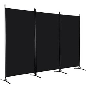 lot 20164 image: FDW 3-Panel Room Divider Privacy Screen, 6FT Portable Folding Partition with Metal Frame (102 W x 70 H) for OfficeHome Use, Dark Black