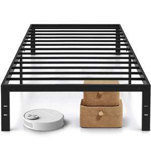 lot 50386 image: Twin Size Bed Frame, 14 Inch Metal Platform Bed Frames with Heavy Duty Steel Slat Support, No Box Spring Needed, Easy Assembly, Under Bed Storage