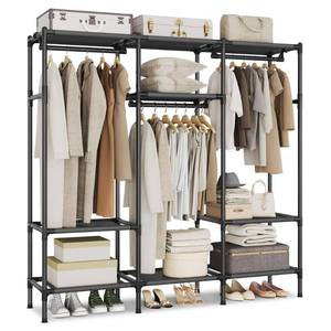 lot 50389 image: SONGMICS Clothes Rack,72 Inch Large Capacity Portable Closet, Heavy Duty Wardrobe Closet Organizer with Hanging Rails and Shelves, Total Load 330 lb, Easy Assembly, for Bedroom, Black URDR211B01
