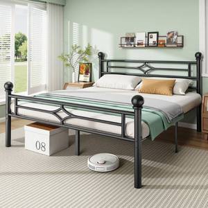 lot 50401 image: BedsPick Full Bed Frame with Headboard and Footboard, Metal Platform Bed Frame with Round Corner Ball, 1200 LBS Heavy Duty Steel Slats Support, No Box Spring NeededNoise-FreeEasy Assembly, Black
