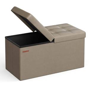 lot 50404 image: SONGMICS MAZIE Collection - 30 Inches Storage Ottoman Bench with Flipping Lid, Storage Chest Footstool, Load 660 lb, for Entryway, Living Room, Bedroom, Synthetic Leather, Camel Brown ULSF045K03