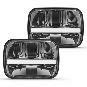 lot 16010 image: BICYACO 2PCS 105W 7x6 led headlight Reflector 5x7 led headlight White DRL Amber Turn Signal H6054 H5054 HiLo Sealed Beam Headlamp Compatible with Jeep Wrangler YJ Cherokee XJ Kenworth T300 - Retail $120