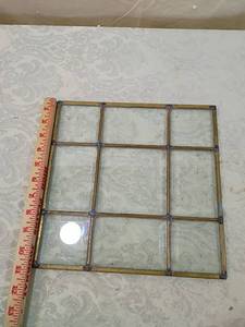lot 123 image: Brass Framed 9-Panel Glass Window