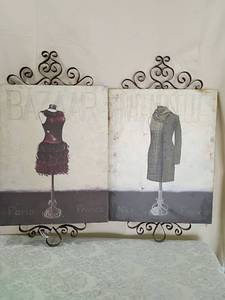 lot 145 image: French Fashion Canvas Art with Decorative Metal Frame
