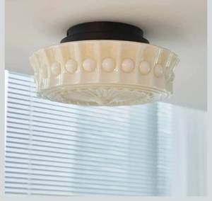 lot 15642 image: 13.7 White Glass Drum Ceiling Light Semi Flush Mount Vintage Schoolhouse Lighting Antique Milk Glass Shade Bohemian Nordic Traditional Ceiling Lamp for Bedroom Kitchen Dining Room - Retail $93