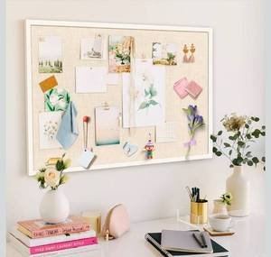lot 15648 image: Miratino Large Bulletin Board, 36 inchesx 24inches White Cork Boards for Walls with Frame, Pin Display Board Vision Board for Home School Office Decor - Retail $49