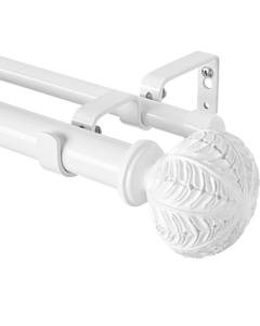 lot 15653 image: Double Curtain Rods,WL.Rocaille 1 Inch Curtain Rods for Windows 48 to 84 Inches,Telescoping Dual Curtain Rod Set with End Cap,Adjustable Decorative White Curtain Rods for Bedroom,Living Room - Retail $32