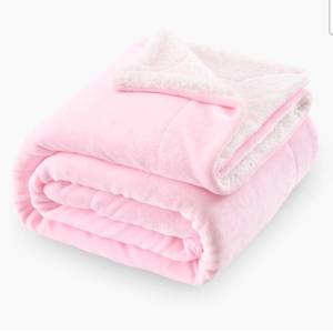 lot 15672 image: SOCHOW Sherpa Fleece Throw Blanket, Double-Sided Super Soft Luxurious Plush Blanket Throw Size, Light Pink, 50x60 inches - Retail $24