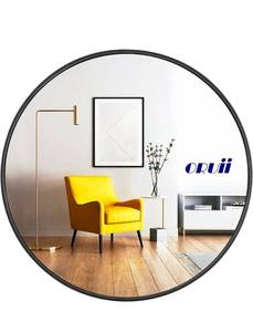 lot 15684 image: Round Mirror, Black Round Mirror 24 inch, Circle Wall Mirrors Metal Frame, Circular Mirrors for Wall, Living Room, Bathroom, Vanity, Entryway, Hallway. - Retail $34