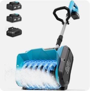 lot 15697 image: Electric Cordless Snow Shovel, Snow Blower Cordless, 13x6 Clearing Path, Directional Plate & Auxiliary Handle, Snowblower Electric Snow Blower Battery Powered (24.0Ah Batteries & Charger Included) - Retail $212