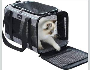 lot 15699 image: Vceoa 19x12x12 Inches Cat, Dog Carrier for Pets Up to 22 Lbs, Soft-Sided Cat Bag Animal Carriers Travel Puppy Carry As a Toy of Fabric Pet Home - Retail $0