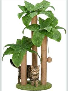 lot 15703 image: 31.5Inch Cat Scratching Post,Cat Scratcher Tree with 3 Scratching Poles & 2 Interactive Dangling Balls,Cats Scratching Posts for Indoor Kitten & Adult Cats - Retail $0