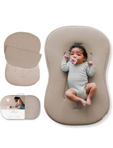 lot 15713 image: Snuggle Me� Baby Lounger Curve (0-6 Months) - Premium Organic Cotton with Foam Core, Machine-Washable Cover, Buttery-Soft & Breathable CSPC Compliant Infant Lounger Baby Nest with Travel Bag - Birch - Retail $120