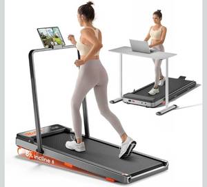 lot 15716 image: Walking Pad,Treadmill with Incline for Home Office, 2.5HP Portable Under Desk Treadmill with 265 Lbs Capacity,Remote Control, Led Display - Retail $164