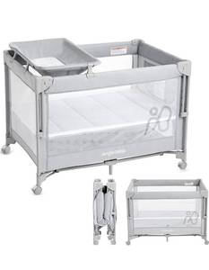 lot 15719 image: ANGELBLISS Baby Bassinet Bedside Crib, Pack and Play with Mattress, Diaper Changer, One-Push Setup Playards from Infants to Toddlers (Grey) - Retail $159