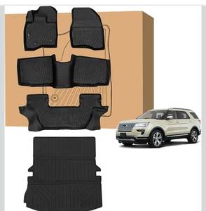 lot 15721 image: Peleus Floor Mats for Ford Explorer 2015-2019,TPE All Weather Protection 3 Rows Car Floor Liners with Cargo Liner for Ford Explorer Accessories Trunk MatFloor Mats - Retail $129