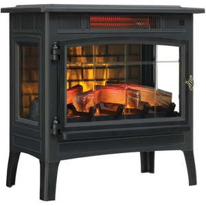 lot 15724 image: Duraflame 3D Black Infrared Electric Fireplace Stove with Remote Control - DFI-5010-01 - Retail $259