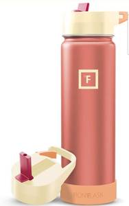 lot 15727 image: IRON °FLASK Camping & Hiking Hydration Flask with Straw, Wide Mouth Insulated Stainless Steel Sports Water Bottle - 22 oz Dream Sunset - Retail $29