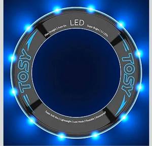 lot 15730 image: TOSY Flying Ring - 12 monocolor LEDs  Super Bright  Lost Mode  Auto Light Up  Christmas Stocking Stuffers Gift for KidTeenBoyGirl  Safe  Waterproof  PoolBeachCamping Toy (Blue) - Retail $20