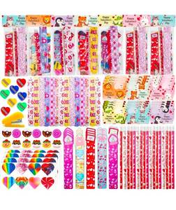 lot 15732 image: Valentines Day Gifts for Kids - 28 Pack Valentines Stationery Set with Cards, Pencils, Stickers, Erasers, Rulers and Sharpener for Girls Boys Class Exchange, Classroom Prizes and School Party Favors - Retail $0