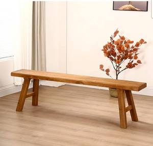 lot 15733 image: Bench����Wooden Bench Indoor ,Rustic FarmhouseNarrow Entryway Bench withNatural Solid Wood, Durable and Sturdy, Suitable for Dining Room, Bedroom, Porch and Other Narrow Spaces (39.3  10.2  17.7)�� - Retail $119