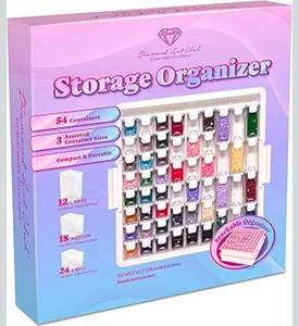lot 15750 image: DIAMOND ART CLUB Diamond Painting Storage Organizer - 54 Premium Containers For Diamond Or Bead Storage - Portable, Stackable & Multi-Size Craft Organizers, Essential Diamond Painting Accessories - Retail $44