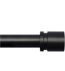 lot 15752 image: Curtain Rods for Windows 16 to 144 Inches Adjustable Length 1 Inch Diameter Window Curtain Rod with Aluminium Finials, Black - Retail $28