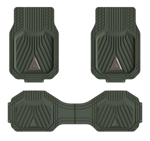 lot 15755 image: August Auto Heavy Duty Rubber Floor Mats�� Durable All Weather Green with Carbon Aluminum Car Mats with Deep Dish Universal Waterproof Floor Mats for Sedan, SUVs, Truck, Vans Set of 4 (Green) - Retail $39