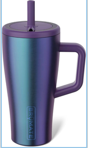 lot 15762 image: Br�Mate Era 20 oz Tumbler with Handle and Straw  100% Leakproof Insulated Tumbler with Lid and Straw  Made of Stainless Steel  Cup Holder Friendly Base  20oz (Dark Aura) - Retail $38