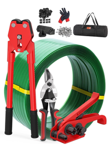lot 15775 image: Banding Strapping Kit 9-in-1, Heavy Duty Pallet Strapping Tool Set with Tensioner, Sealer, Cutter, 58 PET Strap Roll, Steel Seals, Corner Protectors, Gloves & Carrying Bag for Warehouse, Logistics - Retail $59