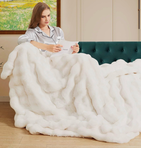 lot 15778 image: Light Beige Twin Fuzzy Faux Fur Throw Blanket for Couch Bedroom Living Room Furry Soft Fluffy Bed 60x80 Thick Warm Blanket for Winter Home Gifts 860 GSM - Retail $79