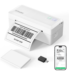 lot 15779 image: Shipping Thermal Label Printer, 4x6 Portable Label Printer, Bluetooth Label Maker for Small Business, Support iPhone,Android,Windows,Mac,Chromebook,Works with USPS, Ebay,Shopify&More, White - Retail $39