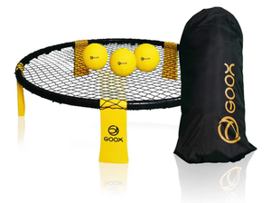 lot 15780 image: GOOX Outdoor Beach Ball Games with Carrying Bag, 3 Balls, Net and Strip Light (ONLY for Light Up Set)- Roundnet Game Set for Family - Played Outdoors, Indoors, Beach, Lawn, Yard and Park - Retail $49