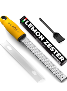 lot 15785 image: Stainless Steel Cheese and Citrus Zester Grater wExtra Sharp Blade - Perfect for Lemons, Parmesan, Garlic, Chocolate - Spice Up any Kitchen Dish in Seconds with Your Premium Hand Held Shredder - Retail $0