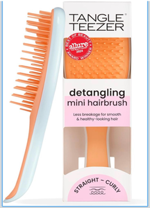 lot 15792 image: Tangle Teezer Ultimate Detangler Brush, Eliminates Knots & Reduces Breakage, Travel-Size Mini Hair Brush for Straight to Wavy Hair Types, Ice Blue & Sweet Orange - Retail $0
