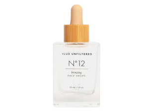lot 15796 image:  Lux Unfiltered N°12 Face Tanning Drops - Non-Comedogenic Bronzing Drops for Face with Hyaluronic Acid, Vitamin E, & Passionfruit Oil - Fragrance Free, Cruelty Free, & Vegan Self Tanner - Retail $42
