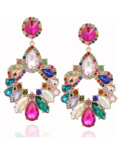 lot 15803 image: Fashion Rhinestone Statement Drop Dangle Earrings Large Colorful Crystal Chandelier Earrings for Women Bridal Wedding Party Prom - Retail $0