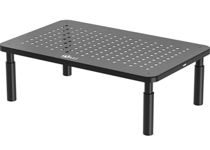 lot 15819 image: WALI Computer Monitor Stand for Desk, Adjustable Laptop Riser, Desk Monitor Stand Underneath Storage for Office, Home, School Supplies (STT003), 1 Pack, Black - Retail $0