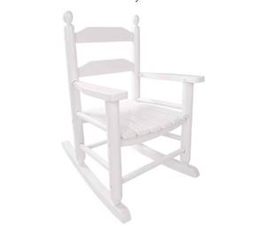 lot 15827 image: Toddler Rocking Chair Wooden Toddlers Comfy Recliner Rocker for Kids Ages 3-6 Baby Lounge Chair Indoor Outdoor Children Playroom White - Retail $59