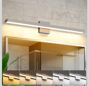 lot 15839 image: Joosenhouse LED Bathroom Vanity Light 5CCT Dimmable Bathroom Light Fixture Modern Vanity Lights Bar 32.28 Inch Brushed Nickel Wall Light - Retail $79
