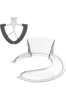 lot 15845 image: Pouring Shield for KitchenAid 4.5-5QT Mixer Bowl (Stainless Steel, Glass, Ceramic) and Flex Edge Beater for Kitchenaid Mixer, 4.5-5 QT Tilt-Head for Kitchenaid Mixer Attachments by FOCOLLK - Retail $34