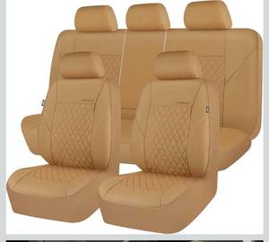 lot 15846 image: CAR PASS Faux Leather Seat Covers Full Set, Quilting Waterproof Premium Automotive Seat Cover with 5mm Composite Sponge Inside,Airbag Compatible, Universal for Most Cars Sedan SUV Truck, All Beige - Retail $61