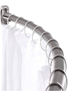 lot 15851 image: Adjustable Curved Shower Rod, 42-72 inches Extra Wide Shower Curtain Rod, Rust proof, Premium Stainless Steel, Curved Shower Curtain Rod for Bathroom, Need to Drill, Silver - Retail $33
